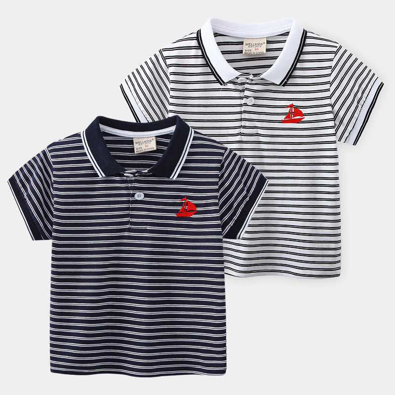 Cute Striped Polo Shirt for Kids Short Sleeve Casual T-Shirt for Boys eprolo