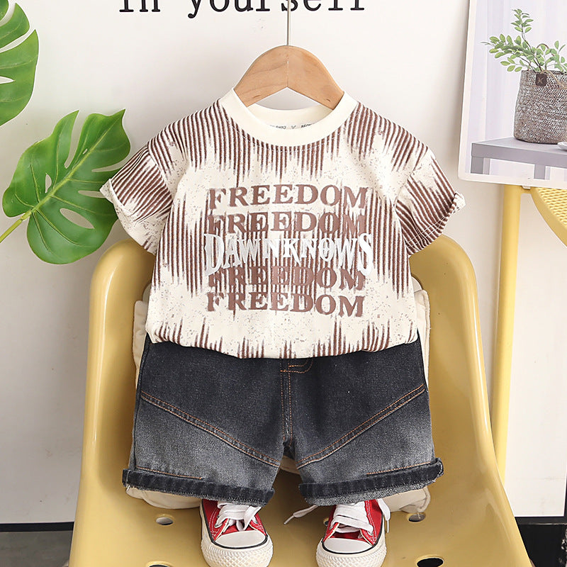 Summer letter short sleeved boys' and baby's clothing eprolo