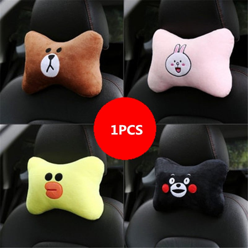 Cute Cartoon Car Headrest Pillow Brown Bear Car Neck Rest Support Automotive Interior Seat Cushion Car Accessories Car Styling eprolo