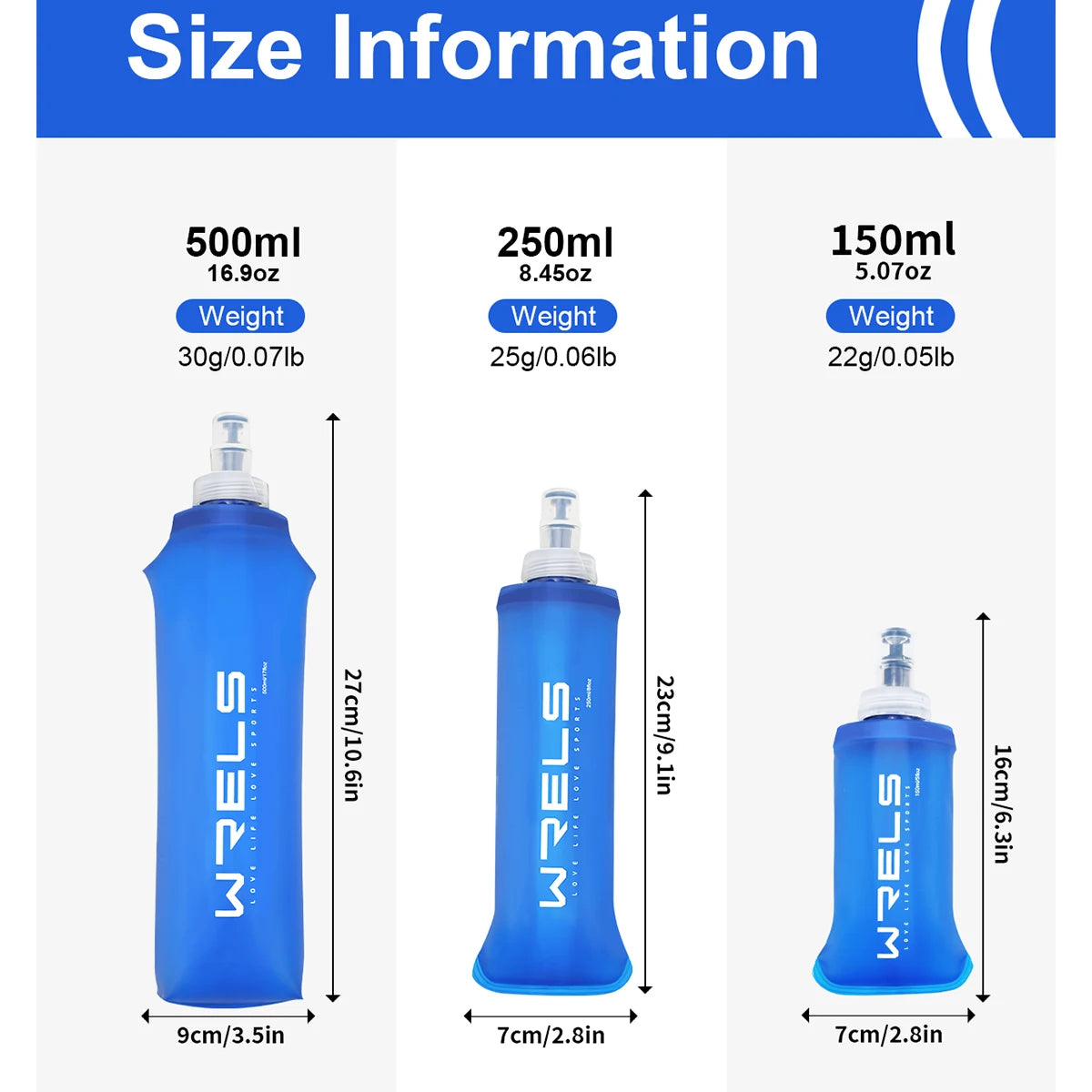 WRELS Folding Water Bottle 500ml TPU BPA-Free