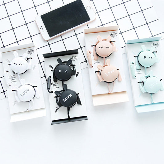 QearFun Cartoon Rabbit Ear Hook Wired Earphone Sport Running Stereo Headphones Children Girl Headset For Mobile Phone eprolo