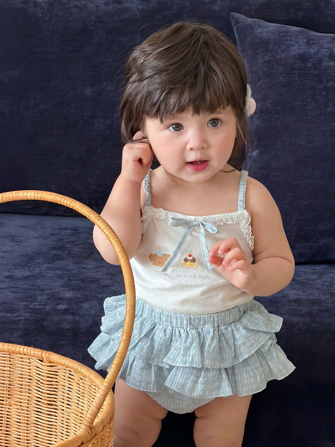 Cute Cartoon Strap Ruffle Bloomers Dress Set for Girls Kids Clothing, Summer Outfit Two-Piece Set eprolo