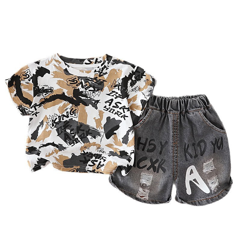 Baby children's clothing thin short sleeved two-piece set eprolo