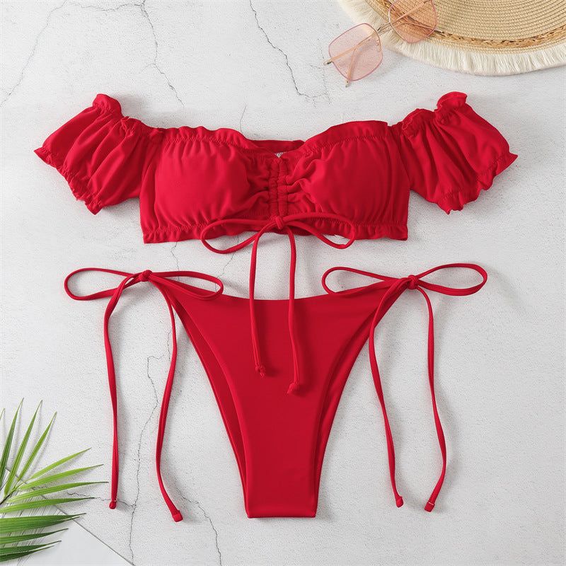Female swimsuit red split eprolo