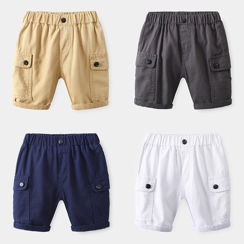 Boy's Five-Panel Shorts Solid Color Casual Short Pants for Kids Mid-Length Pants Wholesale eprolo