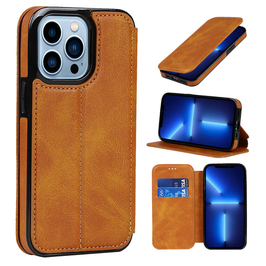 Suitable for IP13 phone protective case, Apple 14PRO flip phone case, 14PROMAX card insertion phone leather case eprolo
