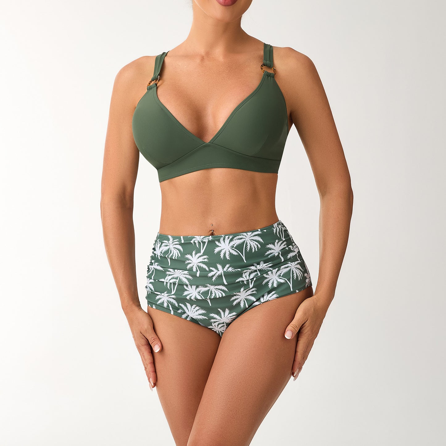 Backless nylon swimsuit contrasting split swimsuit for women eprolo