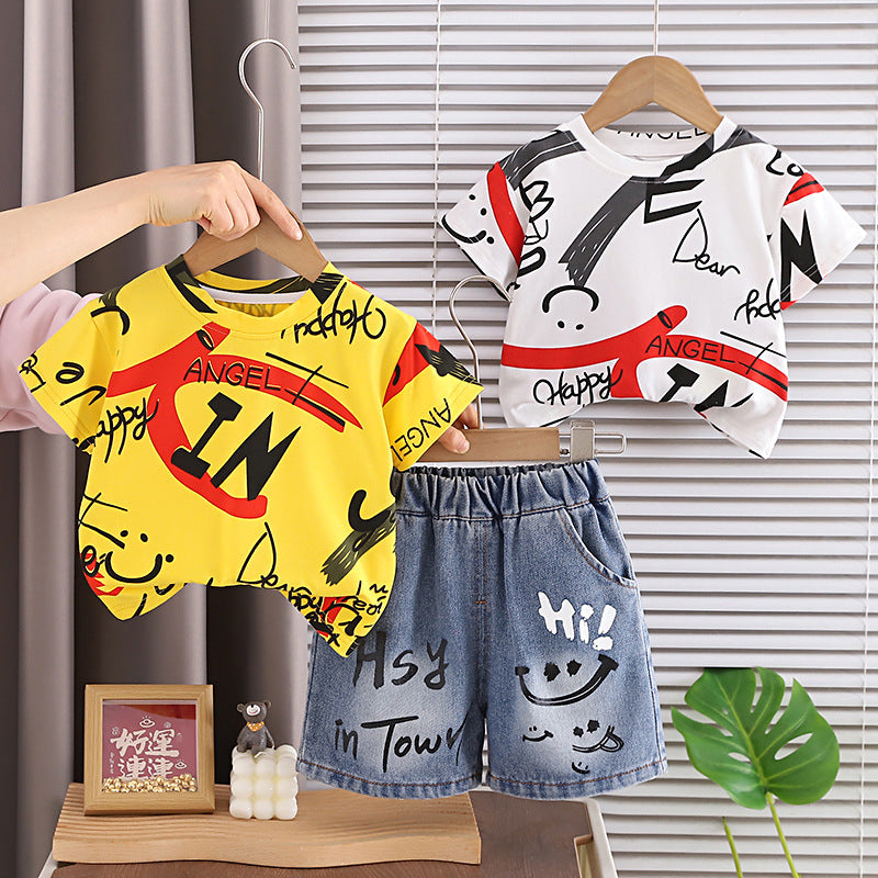Summer clothing baby casual children's summer two-piece set eprolo