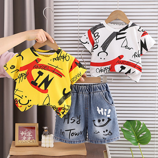 Summer clothing baby casual children's summer two-piece set eprolo
