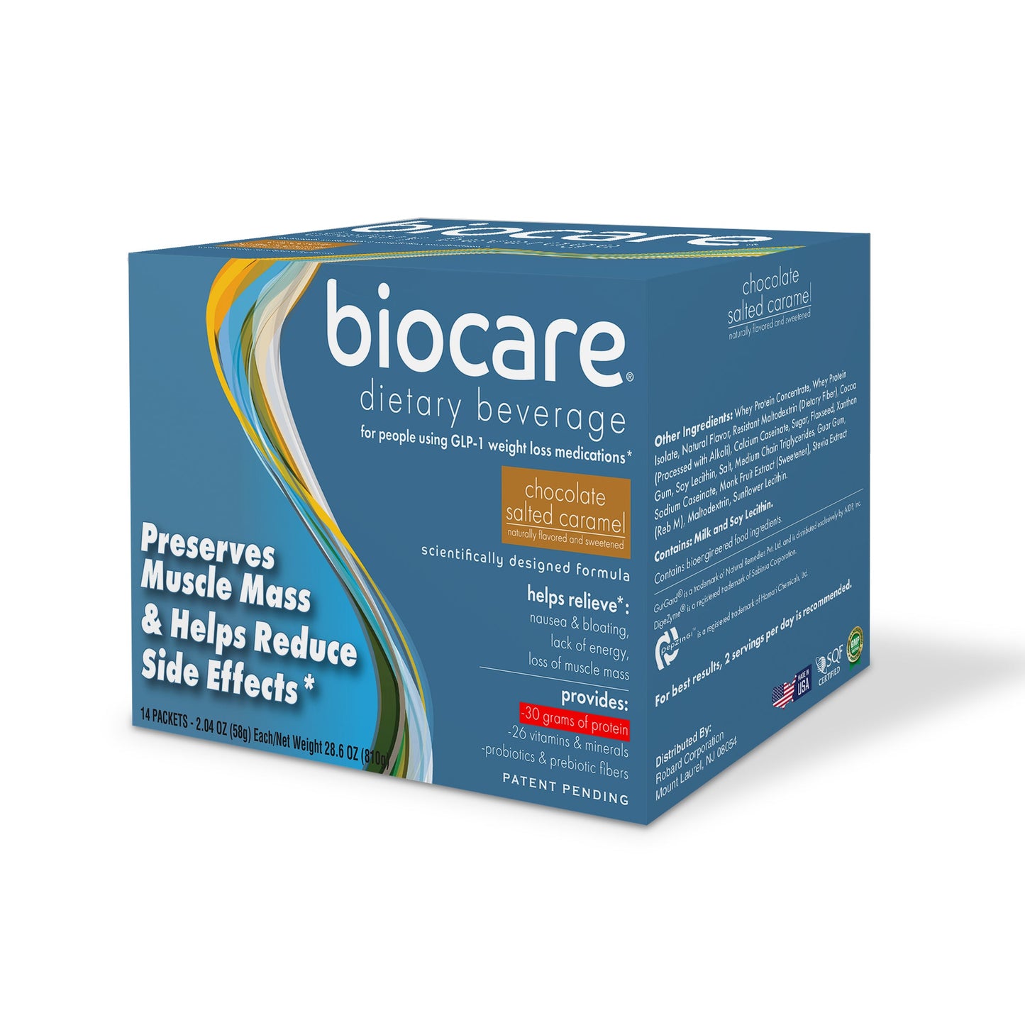 30G Protein Chocolate Salted Caramel Biocare Dietary Beverage (14-Count) Biocare