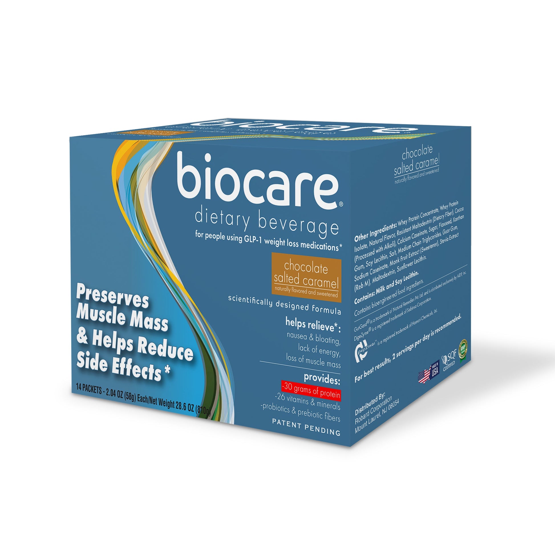 30G Protein Chocolate Salted Caramel Biocare Dietary Beverage (14-Count) Biocare