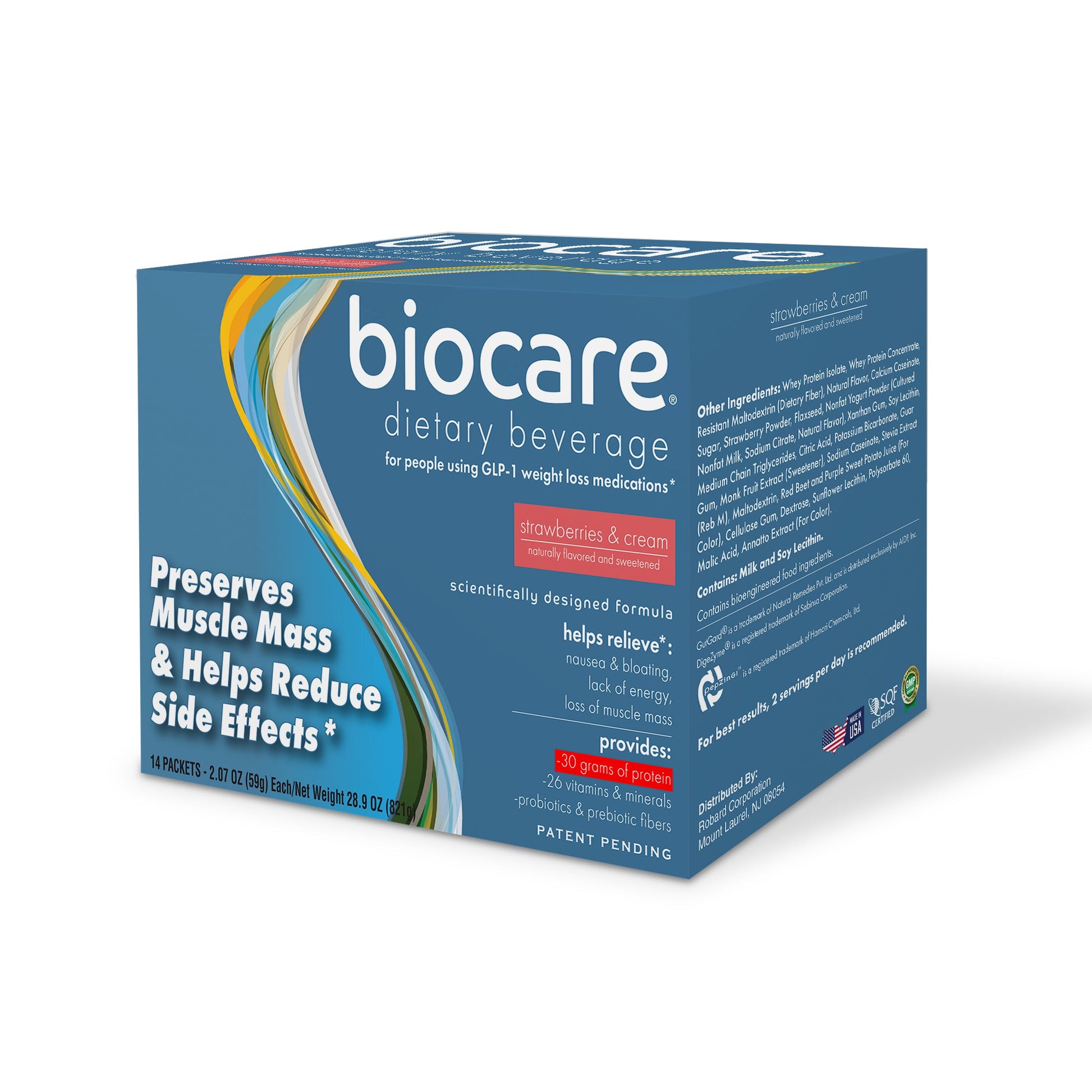 30G Protein Strawberries & Cream Biocare Dietary Beverage (14-Servings) Biocare