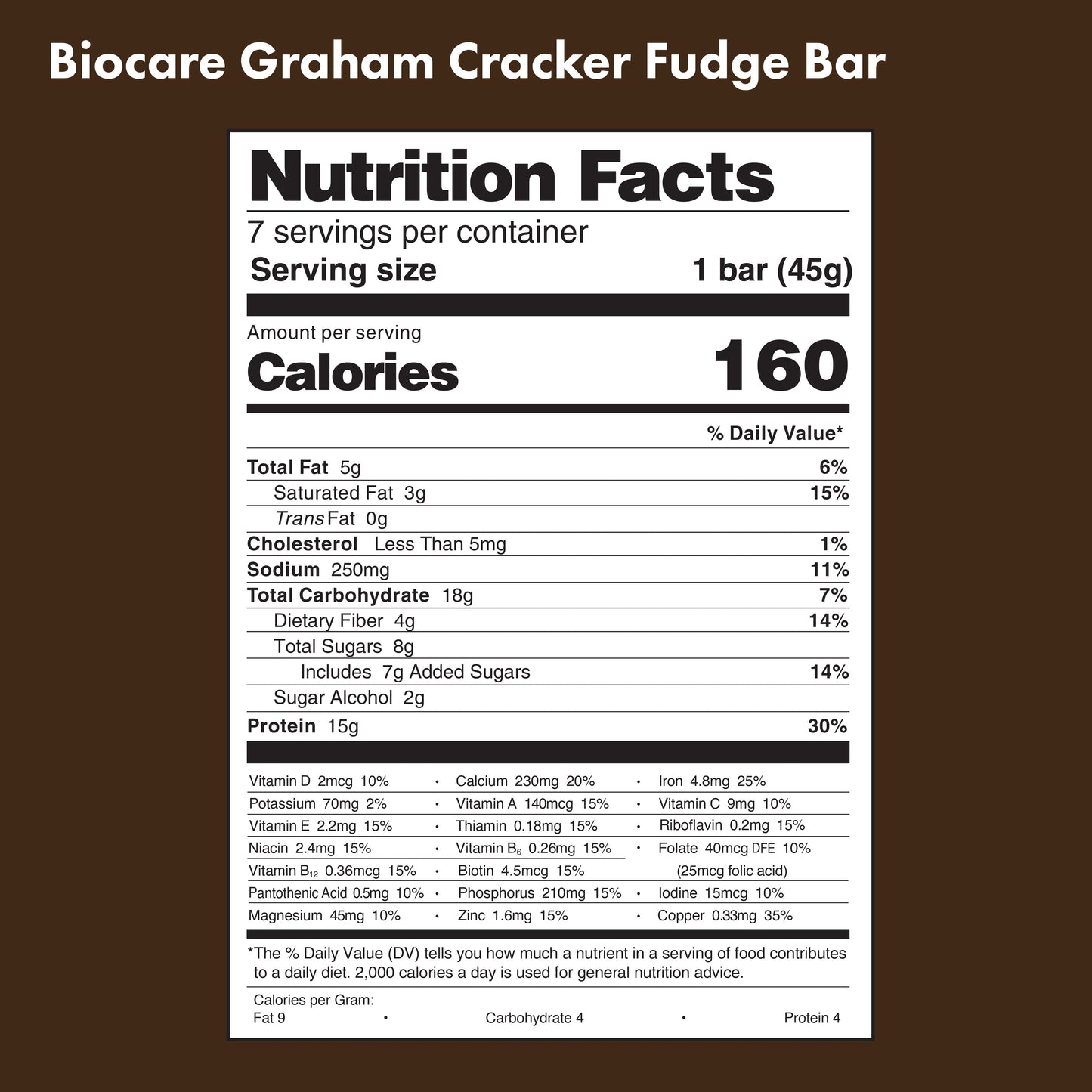 15G Protein Graham Cracker Fudge Bar Biocare