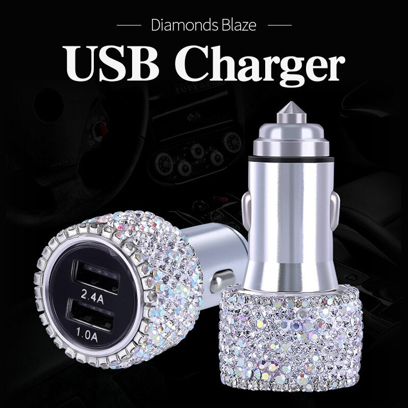 USB Car Charger For Mobile Phone Tablet GPS Fast Charger Car-Charger Dual USB Car Phone Charger Data Line Wire in Car Ornaments eprolo