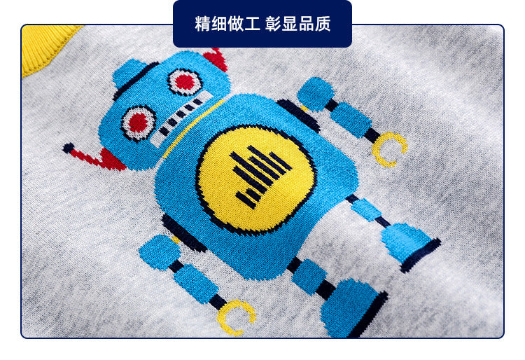 Children's Sweater Robot Boy Round Neck Pullover Sweater Foreign Trade Children's Clothing eprolo