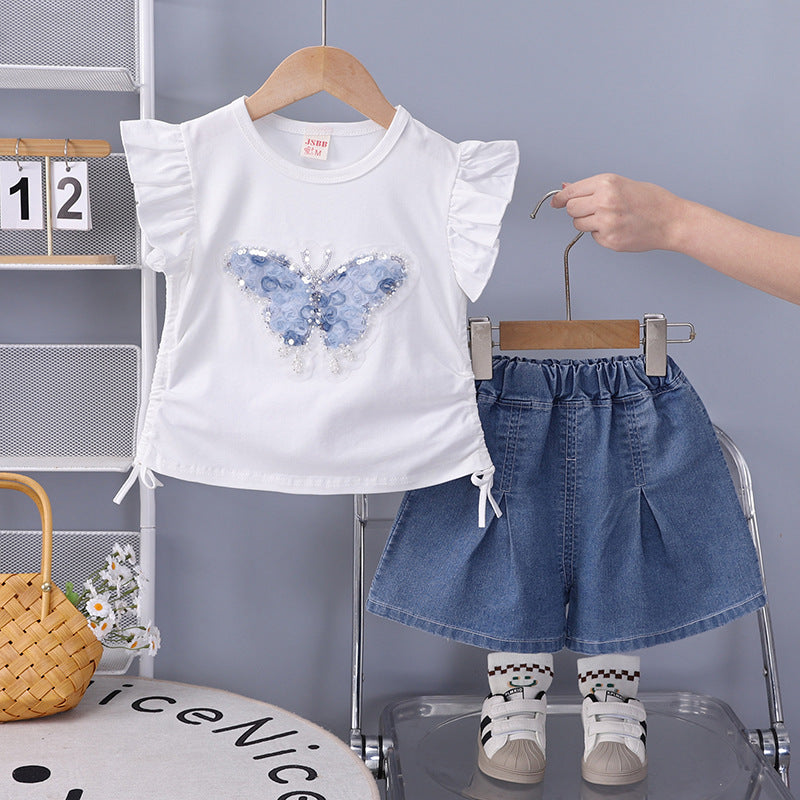 Short sleeved shorts two-piece set for infants and children in summer eprolo