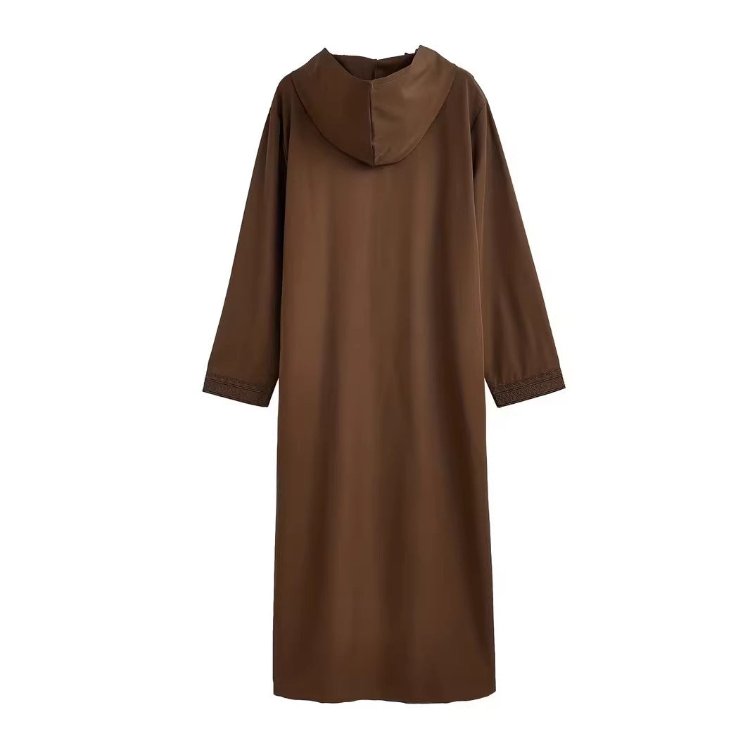 Embroidered men's casual youth brown robe eprolo