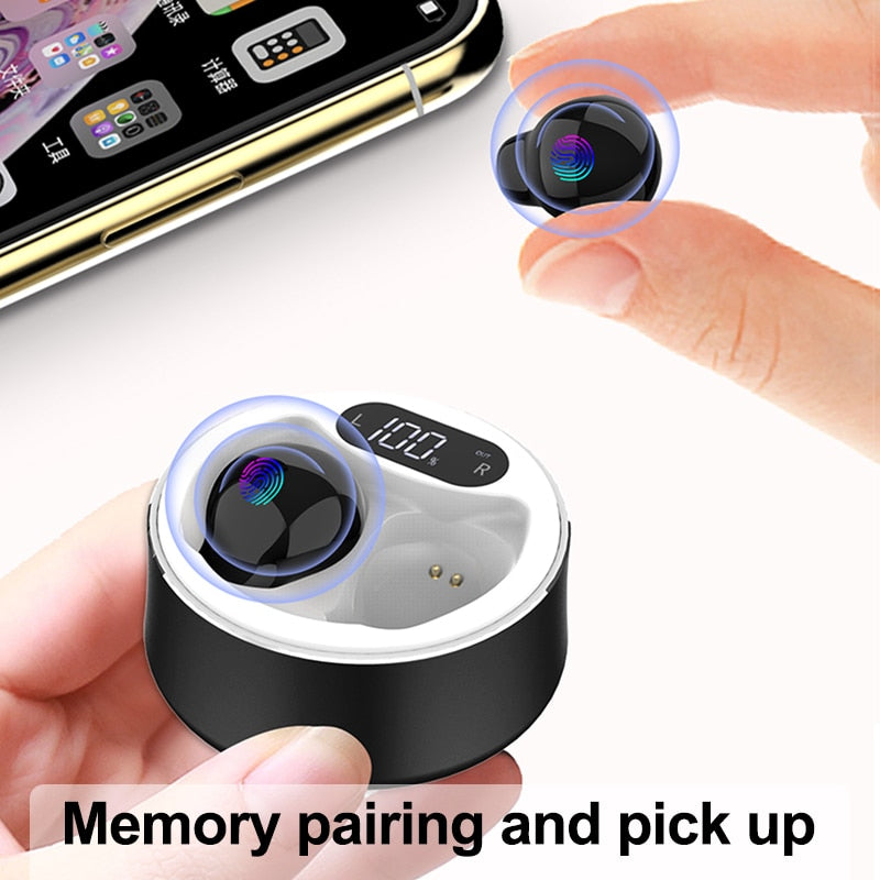 x26 Ultra Small Mini Hidden Wireless Bluetooth 5.0 Earphone Touch Control Portable Charging Case Earbuds TWS Sport Headset eprolo