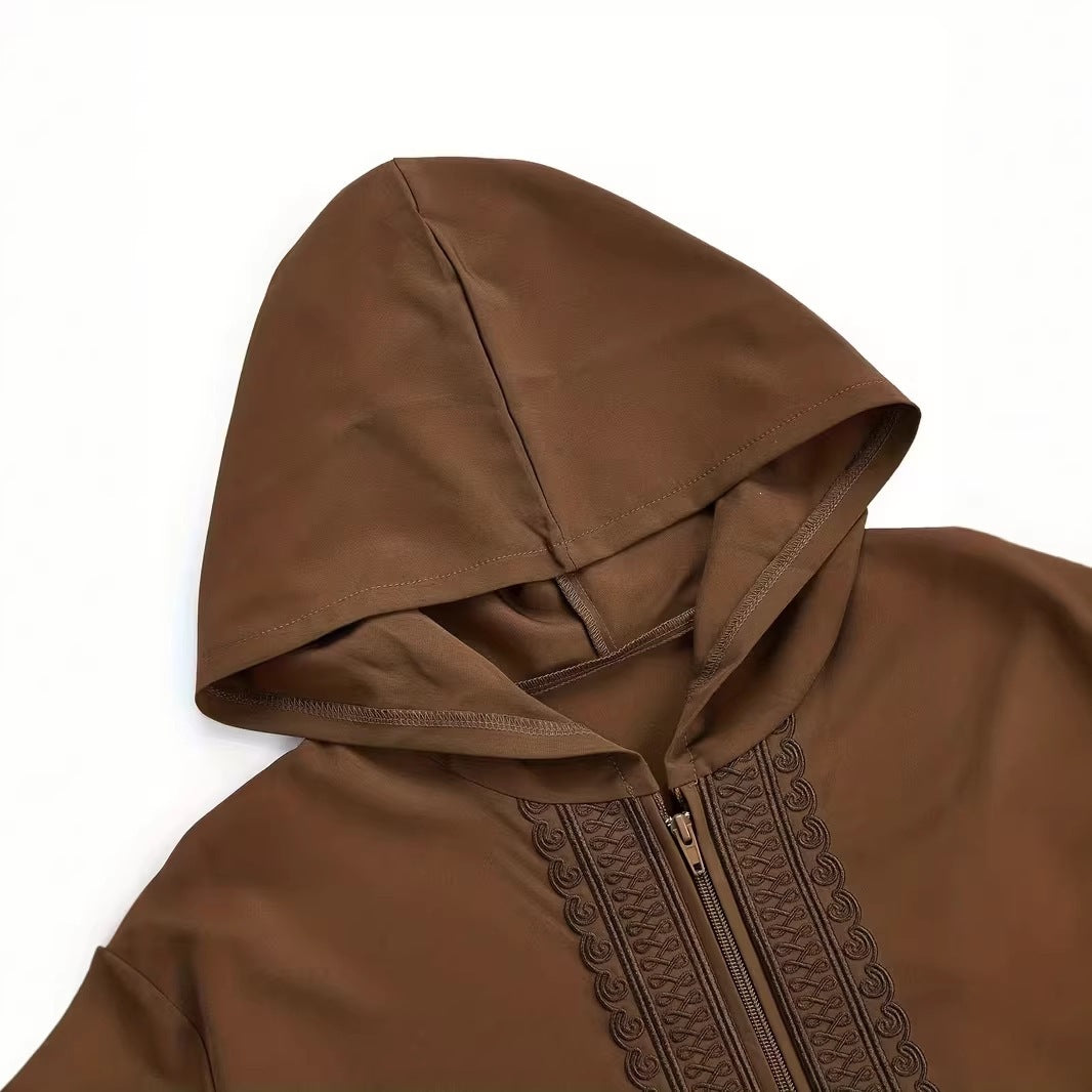 Embroidered men's casual youth brown robe eprolo
