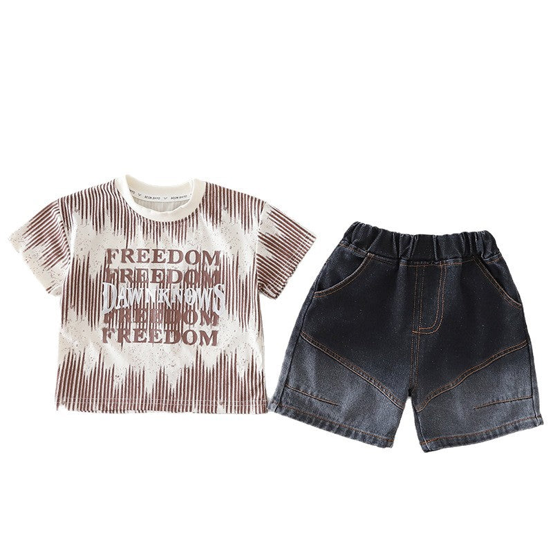 Summer letter short sleeved boys' and baby's clothing eprolo