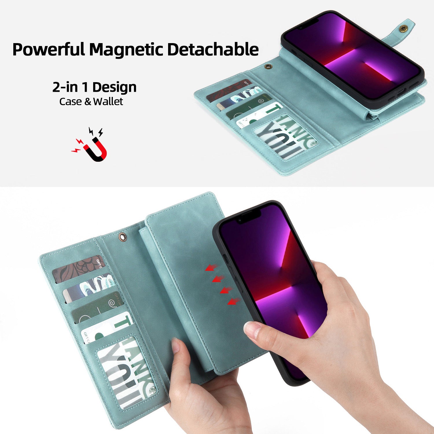 Suitable for iPhone 15 phone case multifunctional phone leather case Apple 14 wallet phone case iPhone 12 flip leather case eprolo
