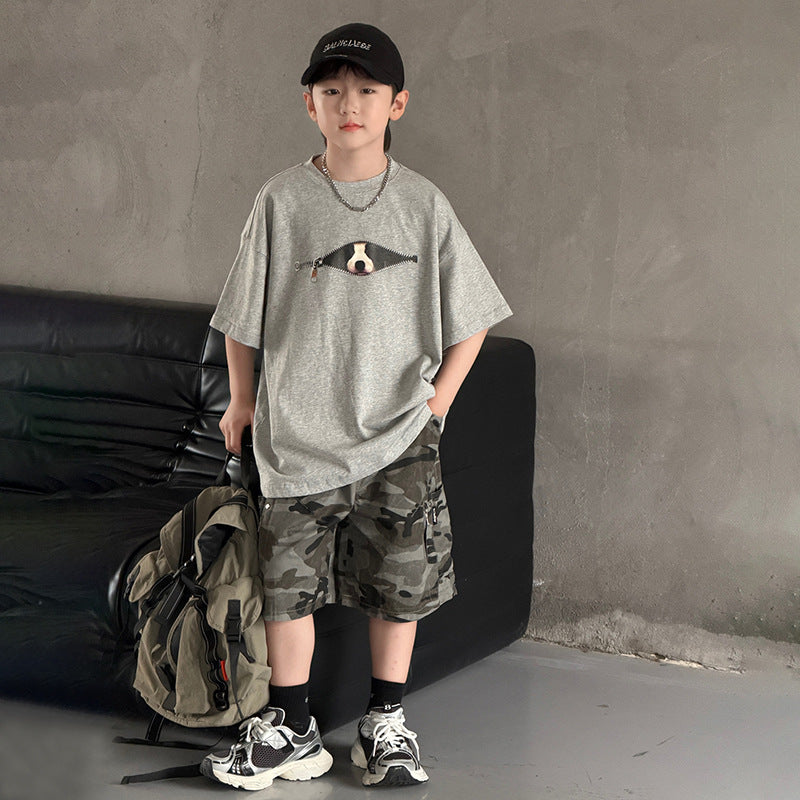 Boys' Short Sleeve T-Shirt, Boy's Casual Short Sleeve Set eprolo
