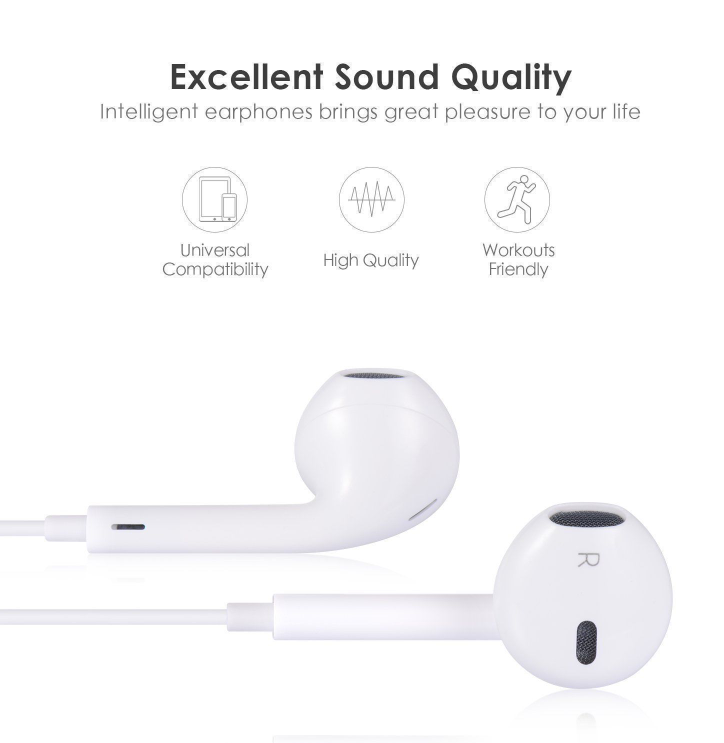 Stereo Earphone in line control with mic Headset 3.5mm In Ear Earbuds For iPhone eprolo