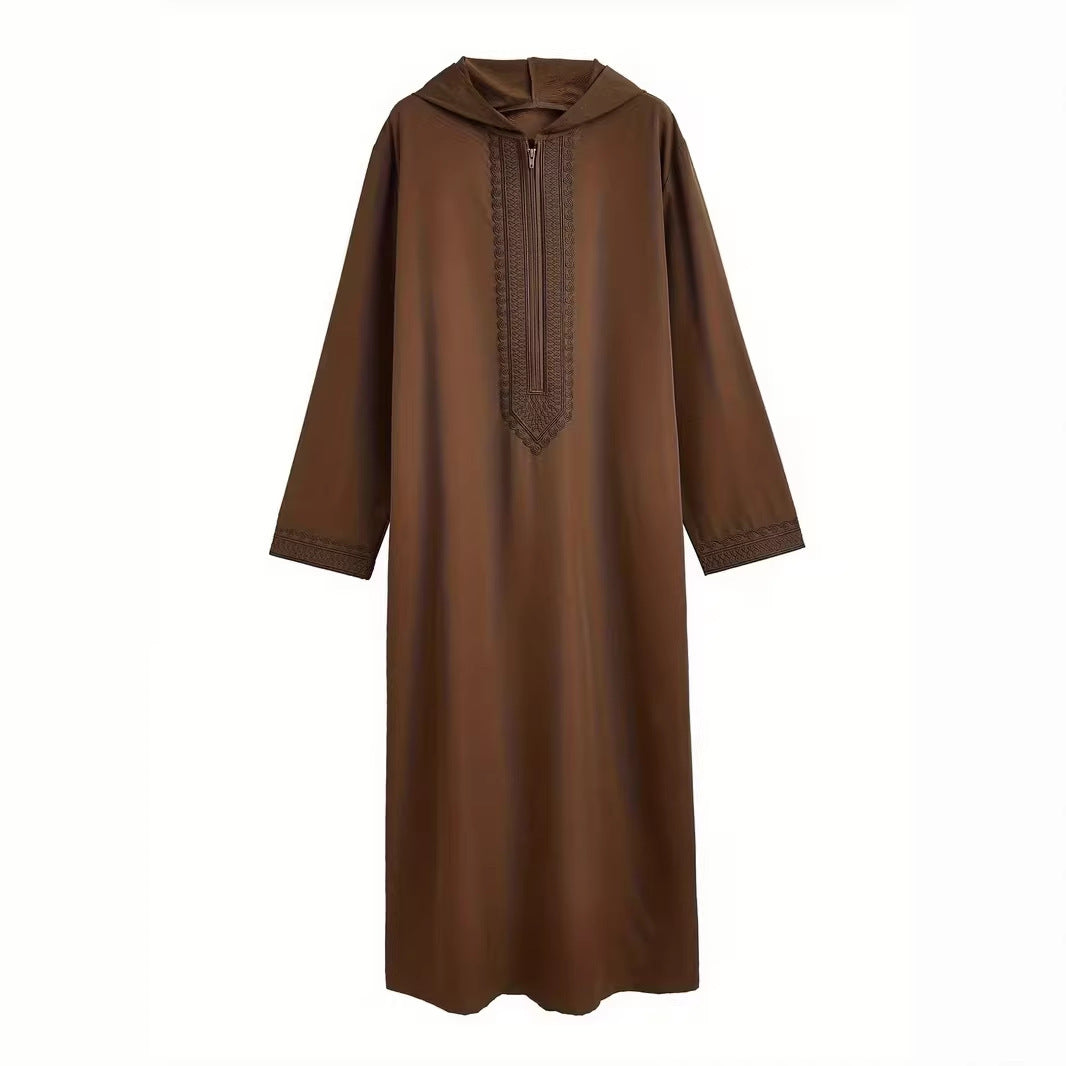 Embroidered men's casual youth brown robe eprolo