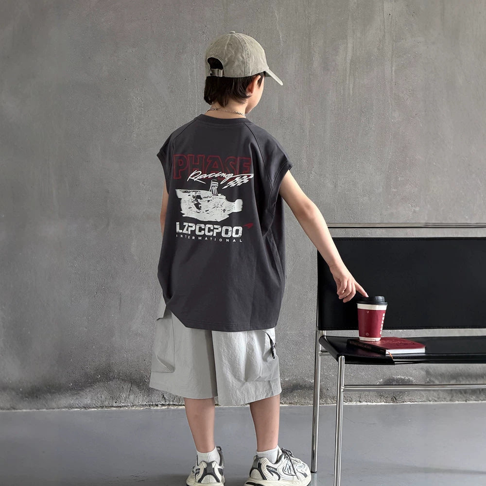 Boy's Sleeveless Vest Set, Stylish Two-Piece Outfit for Kids eprolo