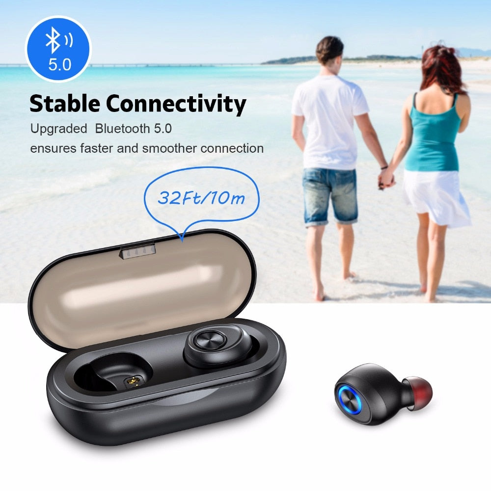 Anomoibuds Capsule TWS Wireless Earbuds V5.0 Bluetooth Earphone Headset Deep Bass Sport Earphone eprolo