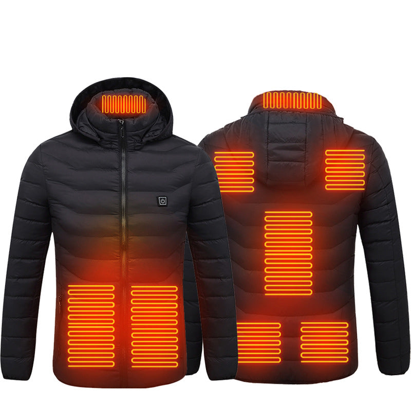 Smart Heating Clothes Winter Standing Collar Hooded Light Thin Heat Preservation Jacket Men's Electric Heating Thermostat Cotton Jacket