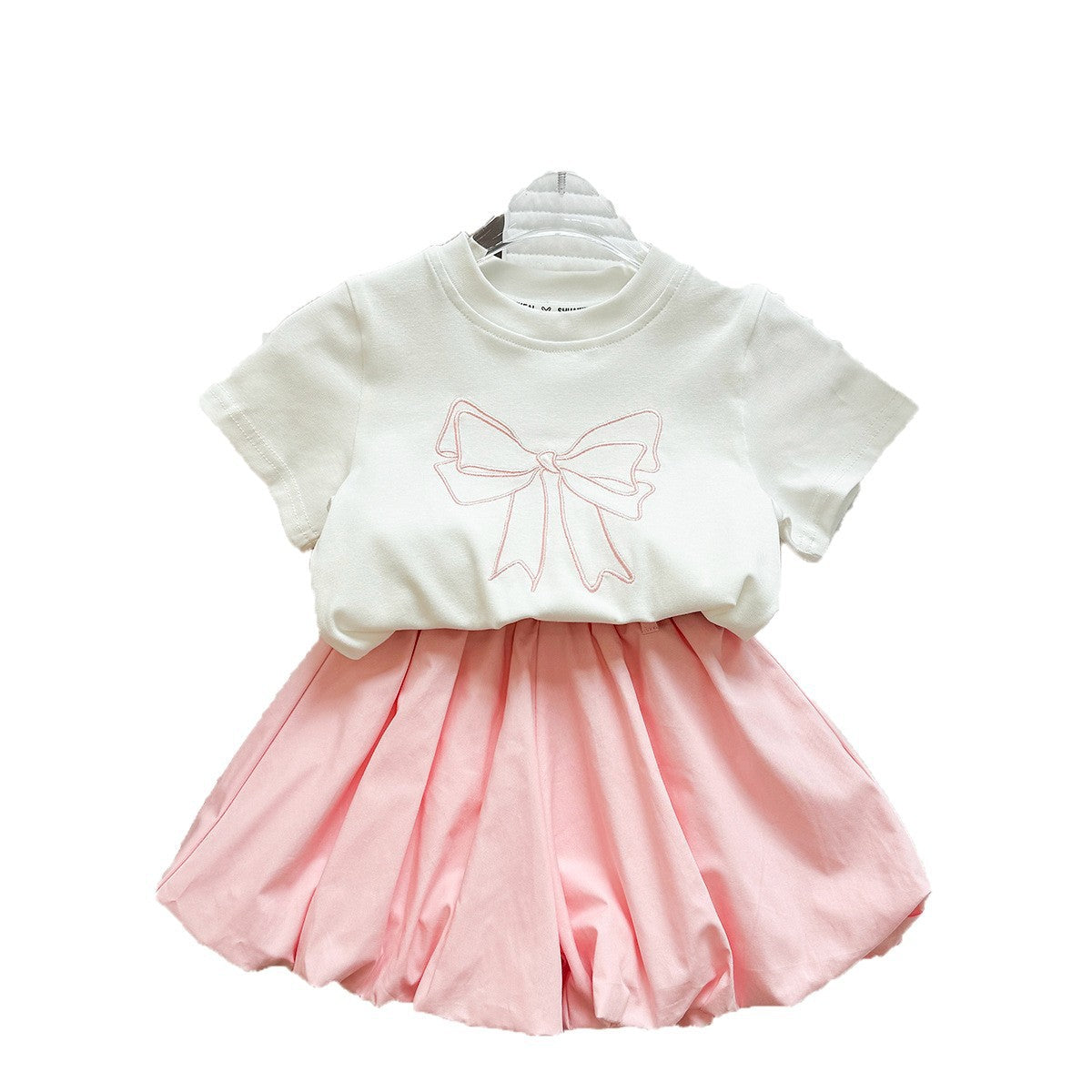 Girl Princess Style Outfit Girl Short Sleeve T-Shirt and Bloomer Shorts Two-Piece Set eprolo