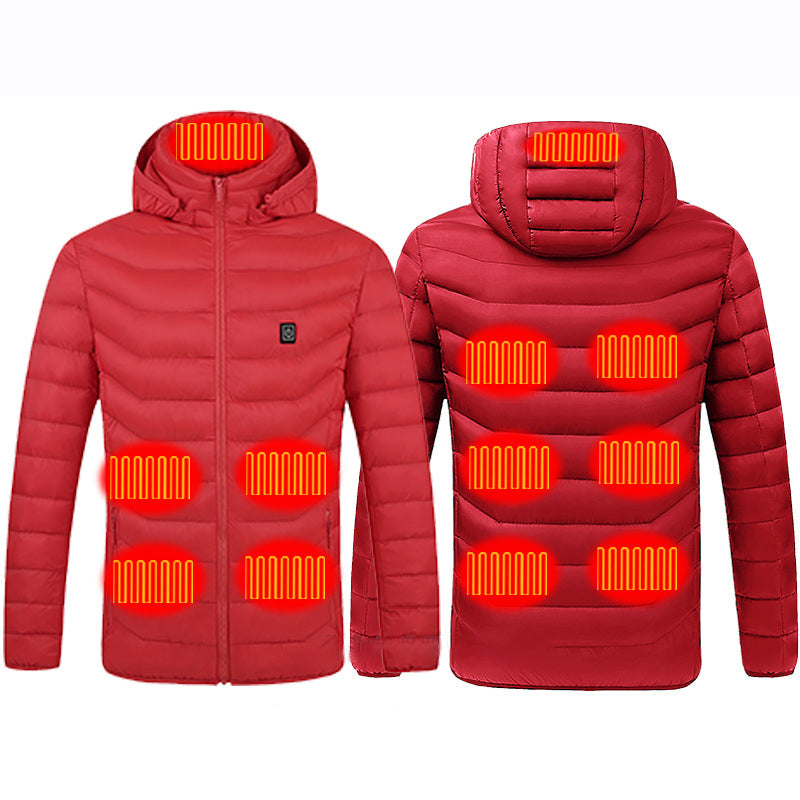 Smart Heating Clothes Winter Standing Collar Hooded Light Thin Heat Preservation Jacket Men's Electric Heating Thermostat Cotton Jacket