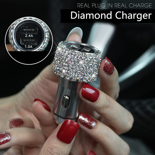USB Car Charger For Mobile Phone Tablet GPS Fast Charger Car-Charger Dual USB Car Phone Charger Data Line Wire in Car Ornaments eprolo