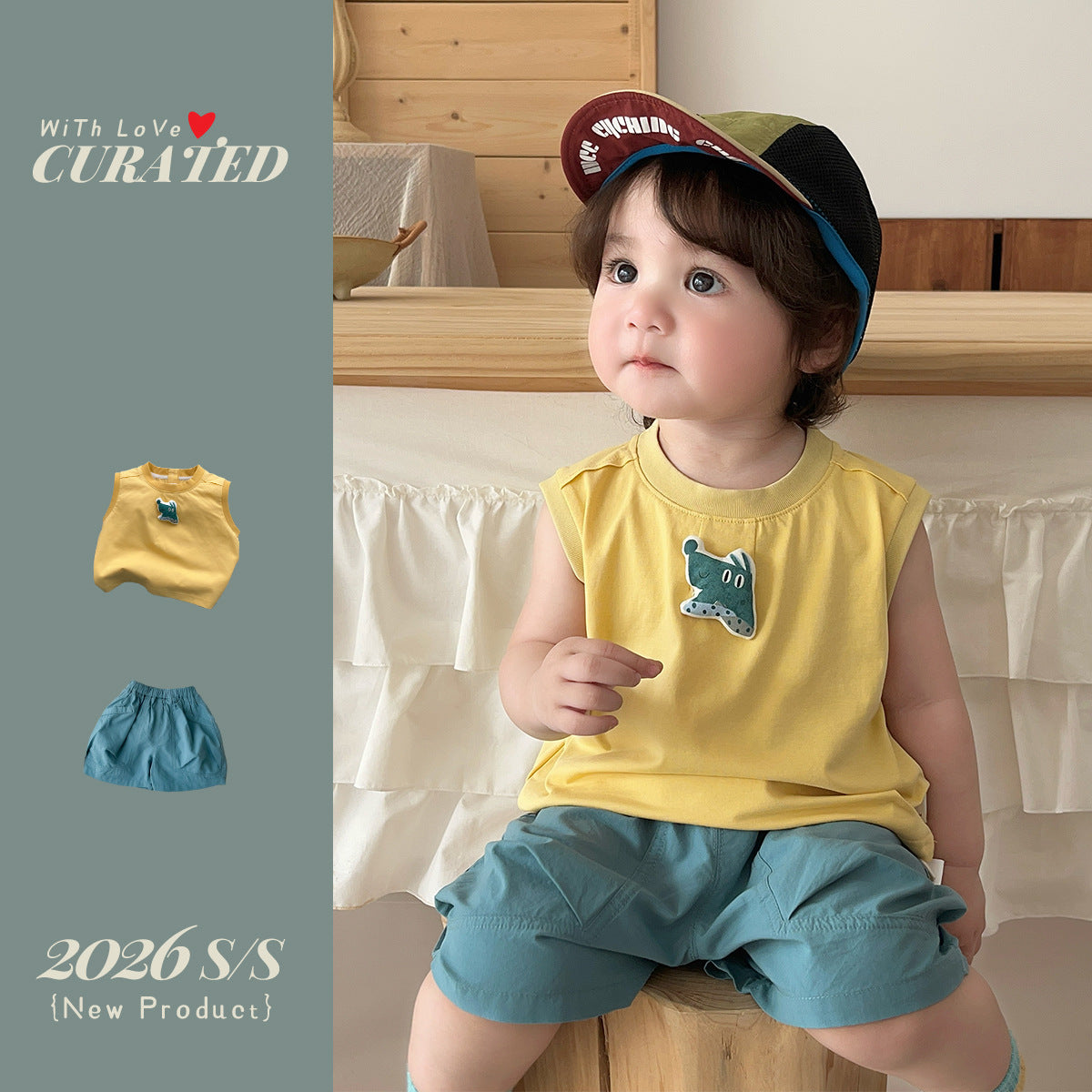 Boy's Summer Outfit Set Quick-Dry Shorts Two-Piece Set, Stylish Color-Blocked Summer Clothes for Toddlers eprolo