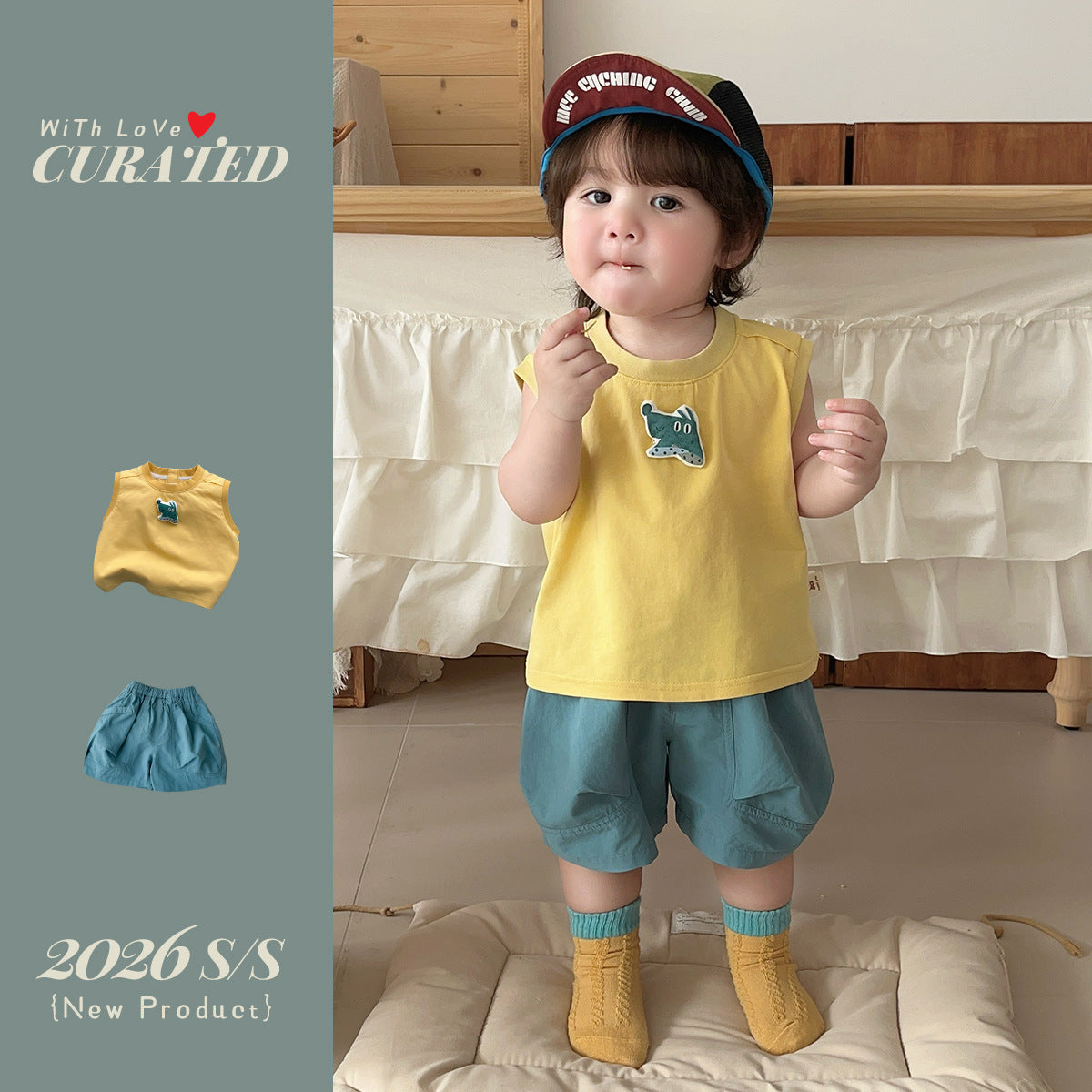 Boy's Summer Outfit Set Quick-Dry Shorts Two-Piece Set, Stylish Color-Blocked Summer Clothes for Toddlers eprolo