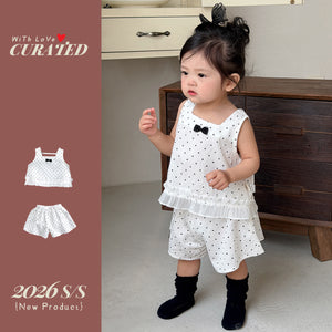 Polka Dot Outfit Loose Shorts Lightweight Wide Strap Tank Top for Girls Summer Clothes
