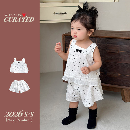 Polka Dot Outfit Loose Shorts Lightweight Wide Strap Tank Top for Girls Summer Clothes eprolo