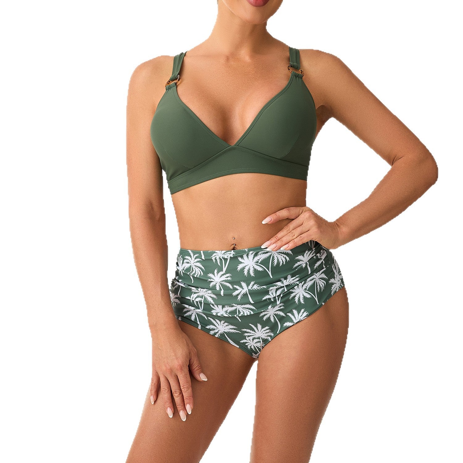 Backless nylon swimsuit contrasting split swimsuit for women eprolo