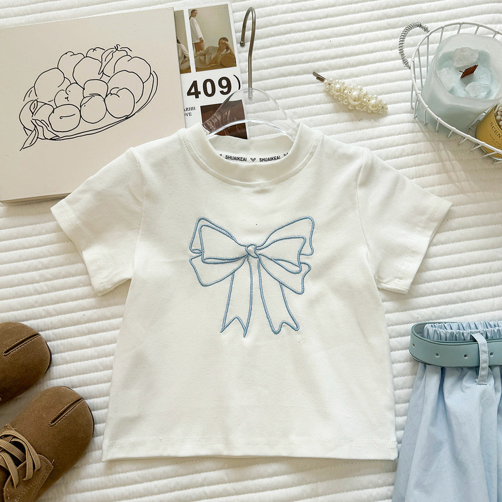 Girl Princess Style Outfit Girl Short Sleeve T-Shirt and Bloomer Shorts Two-Piece Set eprolo