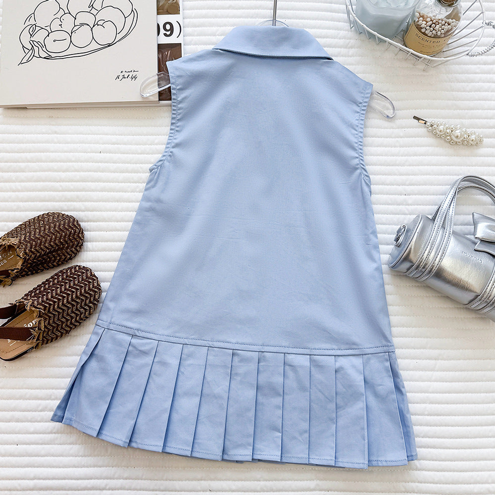 Girls' Sleeveless Dress College Wind Bow Backless Dress eprolo