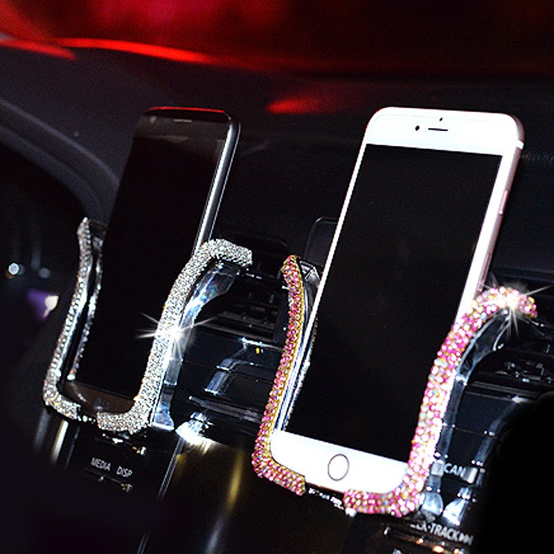 Universal Car Phone Holder with Bing Crystal Rhinestone Car Air Vent Mount Clip Cell Phone Holder for iPhone Samsung Car Holder eprolo