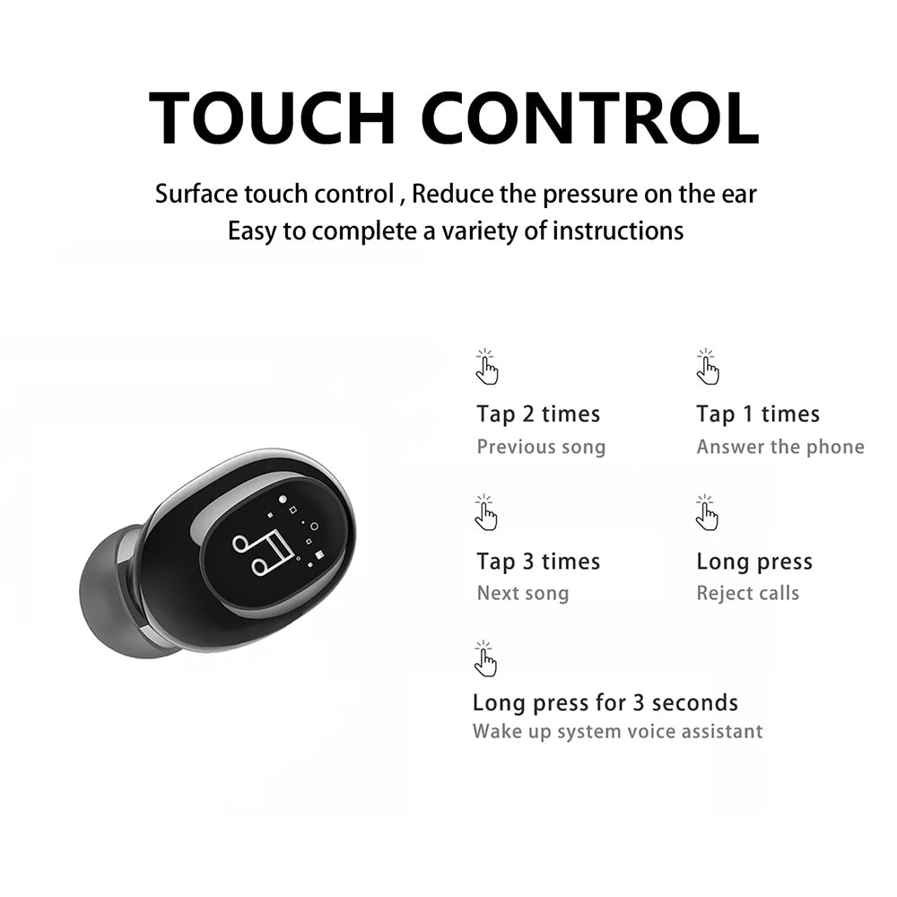 Invisible Ture Wireless Earphone Noise Cancelling Bluetooth Headphone Handsfree Stereo Headset TWS Earbud With Microphone eprolo