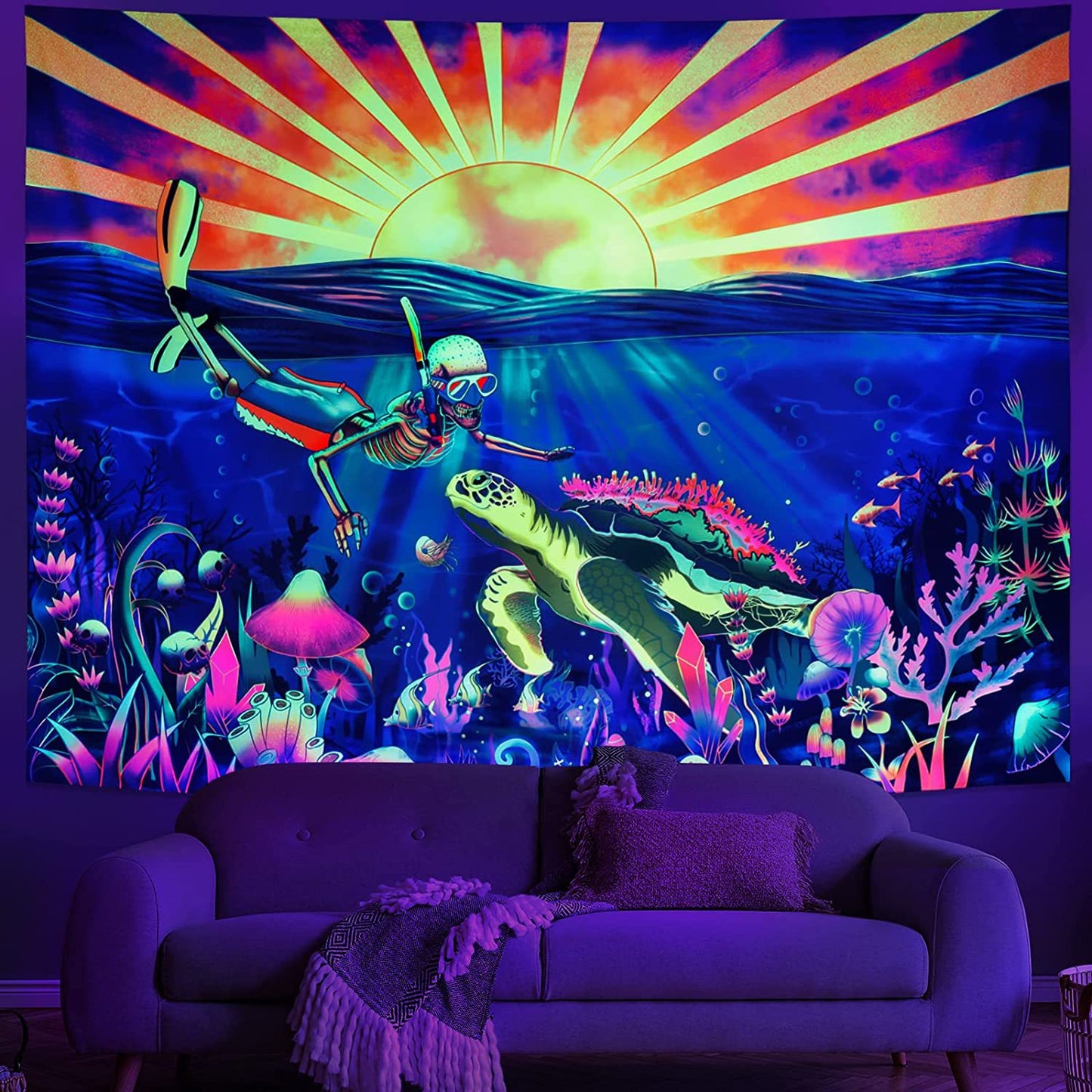 Home Room Dormitory Wall Purple Decorative Cloth Hanging Cloth Tapestry Room Background Cloth Wall Tapestry Hanging
