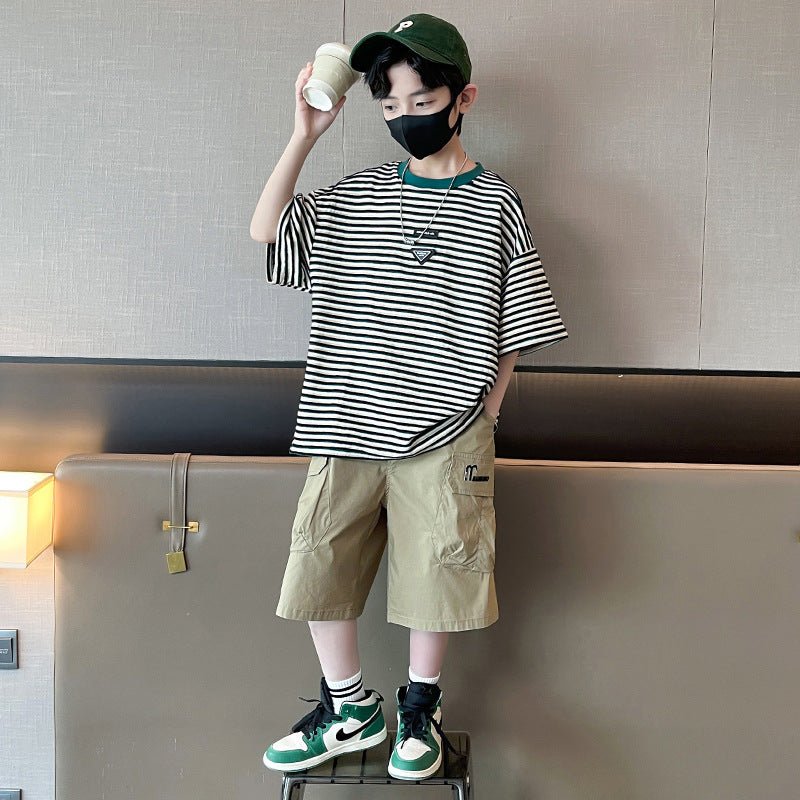 Boy's Stripe Short Sleeve and Shorts Set eprolo