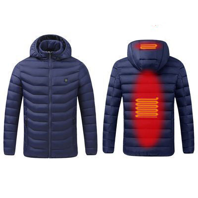 Smart Heating Clothes Winter Standing Collar Hooded Light Thin Heat Preservation Jacket Men's Electric Heating Thermostat Cotton Jacket