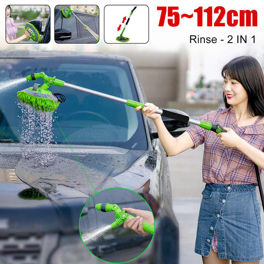 2 in 1 Car Wash Mop Mitt with Long Handle Chenille Microfiber Car Wash Dust Brush Extension Pole 75-112cm Scratch Cleaning Tool eprolo