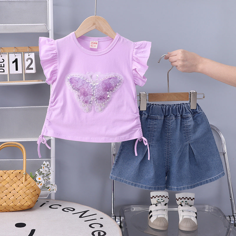 Short sleeved shorts two-piece set for infants and children in summer eprolo