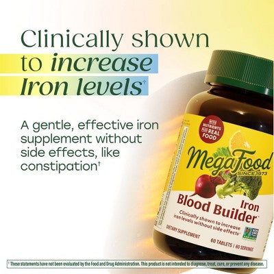 MegaFood Blood Builder Vegan Iron Supplement 60ct - New This is Beauty US
