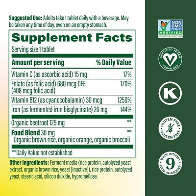 MegaFood Blood Builder Vegan Iron Supplement 60ct - New This is Beauty US